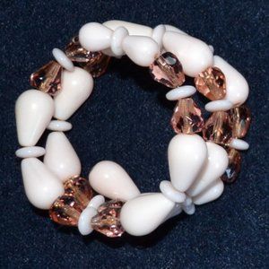 Pink Milk Glass Crystal Small Wrap Bracelet